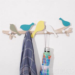 新款直销美式创意田园木质小鸟挂钩壁挂家居卧室门后衣帽钩墙饰挂