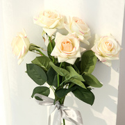 北欧玫瑰花束仿真花尤加利果桉树叶花艺插花瓶套装饰客厅室内摆件