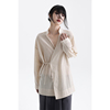 APOZi collection 溯源系列 纯色立领宽松休闲型长袖棉麻衬衫