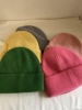 全羊毛针织毛线，帽卷边黄色灰色粉红色，绿色针织帽百搭款保暖冬女士