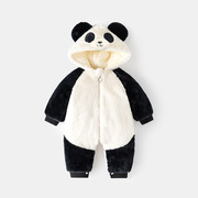 婴儿外穿连体衣秋冬男女宝宝260克夹棉外出冬季加厚爬服儿童熊猫