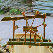 手摇竹水车玩具幼儿园儿童，户外沙水池，玩水区戏水工具旋转水车水轮