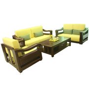 黑胡桃色海棠色橡木，高档全实木沙发，现代中式客厅1+2+3组合沙发