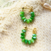 森系文艺复古小清新绿色串珠独特小众设计感气质耳环女耳圈耳饰