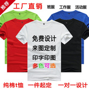 纯色圆领t恤diy定制班服工作服团体服短袖棉广告衫个性logo印字.