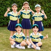 英伦风校服夏装幼儿园园，服夏令营统一短袖衬衫白色短裙中小学生