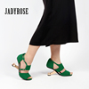 jadyrose夏季鱼嘴凉鞋女侧空性感女人金属异型，跟粗跟高跟鞋美