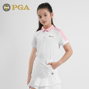 美国PGA 儿童高尔夫服装女童短袖T恤青少年衣服夏季童装运动衣服