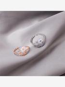 韩国时尚贝壳花朵锆石树叶戒指，简约时尚开口食指指环网红女戒