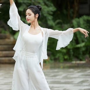 中国纱衣古典舞蹈练艺考功服女飘逸身韵表演出服装开衫古典舞服