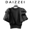DAIZZEI-2022夏宫廷风收腰显瘦假两件灯笼袖针织衫T恤女上衣