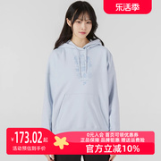 PUMA彪马长袖女装2023春季套头衫运动服连帽灰色印花图案卫衣