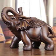 高档实木雕刻公母大象摆件，一对招财象手工艺品家居新中式客厅玄关