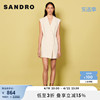 sandrooutlet女装春季优雅撞色西装领无袖，白色连衣裙sfpro02109