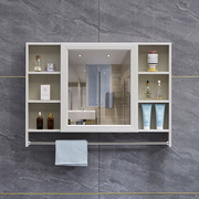 浴室镜柜挂墙式带置物架，碳纤维卫生间镜子简约洗漱台收纳柜储物单