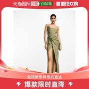 香港直邮潮奢 ASOS 女士设计水洗背心垂坠裙摆绿色中长连衣裙