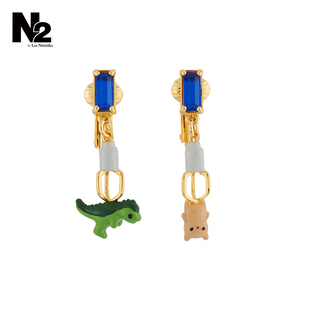 N2 by Les Nereides 小熊与恐龙耳夹式耳钉嘻哈童话耳环小鬼同款