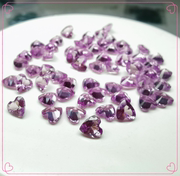 压电紫水晶紫红色心形，桃形4x4mm浅紫水晶尖底刻面，裸石戒面镶嵌