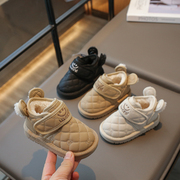 儿童雪地靴冬季2023女童短靴子加绒加厚男童防水宝宝小童棉鞋