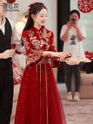 中式新娘敬酒服旗袍高级感2023结婚晚礼服，夏季孕妇连衣裙订婚