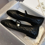 羊皮版~2024珍珠真皮芭蕾舞平底鞋，女一字带，小皮鞋玛丽珍单鞋