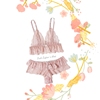 夏季蕾丝吊带性感公主透明薄款两件套裙粉色睡衣家居服装头无胸垫