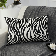 沙发枕头靠枕长方形腰枕床头靠背高端黑白斑马条纹长条可拆洗70套