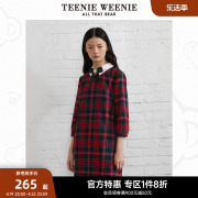 teenieweenie小熊奥莱格纹连衣裙，a字裙高腰学院，风气质裙女秋款