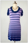 外贸原单欧美大牌，kenz*蓝紫色，70%真丝针织连衣裙