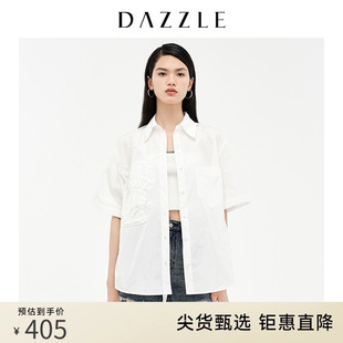 dazzle地素奥莱夏季哆啦a梦系列设计感刺绣白衬衫女2d2c2131c