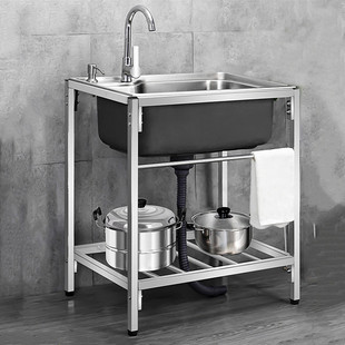 厨房简易304不锈钢水槽大单，槽双槽带支架，水盆池洗菜盆洗碗池架子