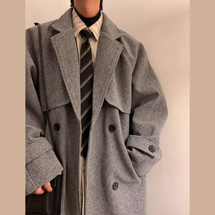 克苏鲁毛呢大衣男中长款加厚男装轻熟风，高级感外套，冬季谢尔比(谢尔比)风衣