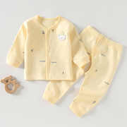 新生儿分体套装纯棉长袖婴儿秋衣，秋裤0-12个月，宝宝开裆裤打底线衣