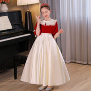 女童晚礼服儿童生日公主裙小孩婚纱高端钢琴演奏服主持人演出服装