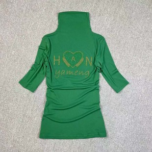 欧洲站优雅中袖女洋气薄款衫t恤网纱绿色时尚女装上衣打底衫