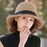 女式草帽太阳帽夏天出游时尚，女士沙滩防晒帽子夏款旅游遮阳帽女款