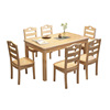 简易大长6人现代简约4人饭店家用饭桌全实木餐桌方桌小户型组合椅