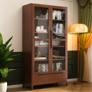 实木书柜北欧带门自由组合格子柜带玻璃门书橱书架展示柜书房家具