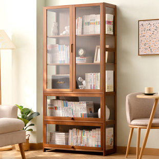 宜家书架置物架落地书柜家用儿童多层办公室靠墙简易客厅实木收纳