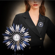 韩版创意太阳花水晶胸针女式气质珍珠胸花配饰百搭别针装饰品