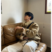 MRDONG韩国男装高品棉质时尚立领松紧收腰设计师宽松夹克外套