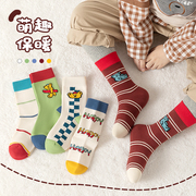 条纹格子卡通袜保暖中筒袜时尚男童宝宝棉袜秋冬季儿童袜子