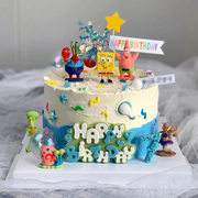 创意蛋糕装饰摆件海绵宝宝派大星章鱼哥卡通儿童生日烘焙插牌插件