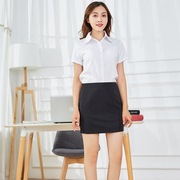 白色粉红色工装短袖衬衫，修身韩范女职业大码半袖浅蓝色黑色