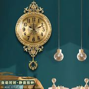 艺古文化纯铜钟表新中式，金玉满堂艺术挂钟，静音机芯时钟居家装饰品