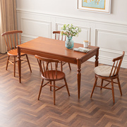樱桃木长方形原木实木餐桌椅组合家用复古原木小户型家具