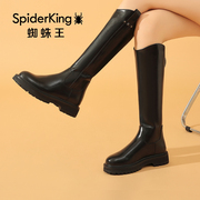 蜘蛛王品牌高筒靴松糕厚底加绒二棉长筒靴骑士
