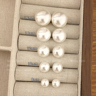 s925银针馒头珍珠大耳钉，女2024耳环，轻奢高级感气质耳饰品