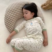 宝宝呼吸棉睡衣夏季韩版男童女童纯棉七分袖家居服儿童空调服套装