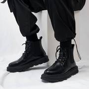 马丁靴男款高帮冬季加绒2023英伦风皮靴中帮男士工装靴子真皮